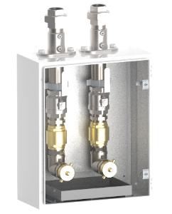 Top Entry - Wall Mounted Cabinet: Twin Fill point, No Viewing Window c/w 2" Check and Ball Valve
