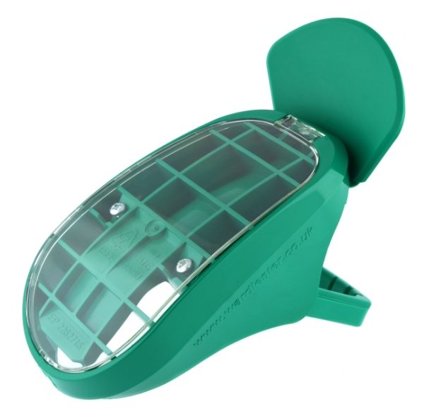 Nozzad Green - Advertising unit with integral splashguard and hinging lid